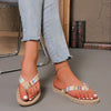 Women's Flip Flops Open Toe Woven Strap Flat Sole – Beach Vacation