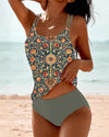 Women's Floral Bikini Set High Waisted Tankini Top – Beach Vacation