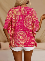 Women's Floral Blouse V Neck Short Sleeve Loose – Summer Party