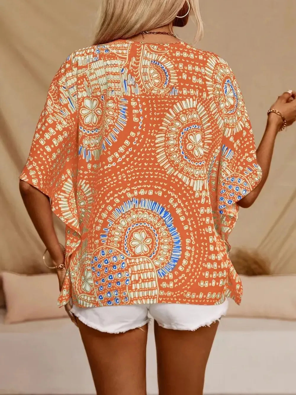 Women's Floral Blouse V Neck Short Sleeve Loose – Summer Party