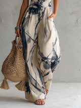 Women's Floral Jumpsuit Wide Leg Halter Neck Tie – Resort Dinner