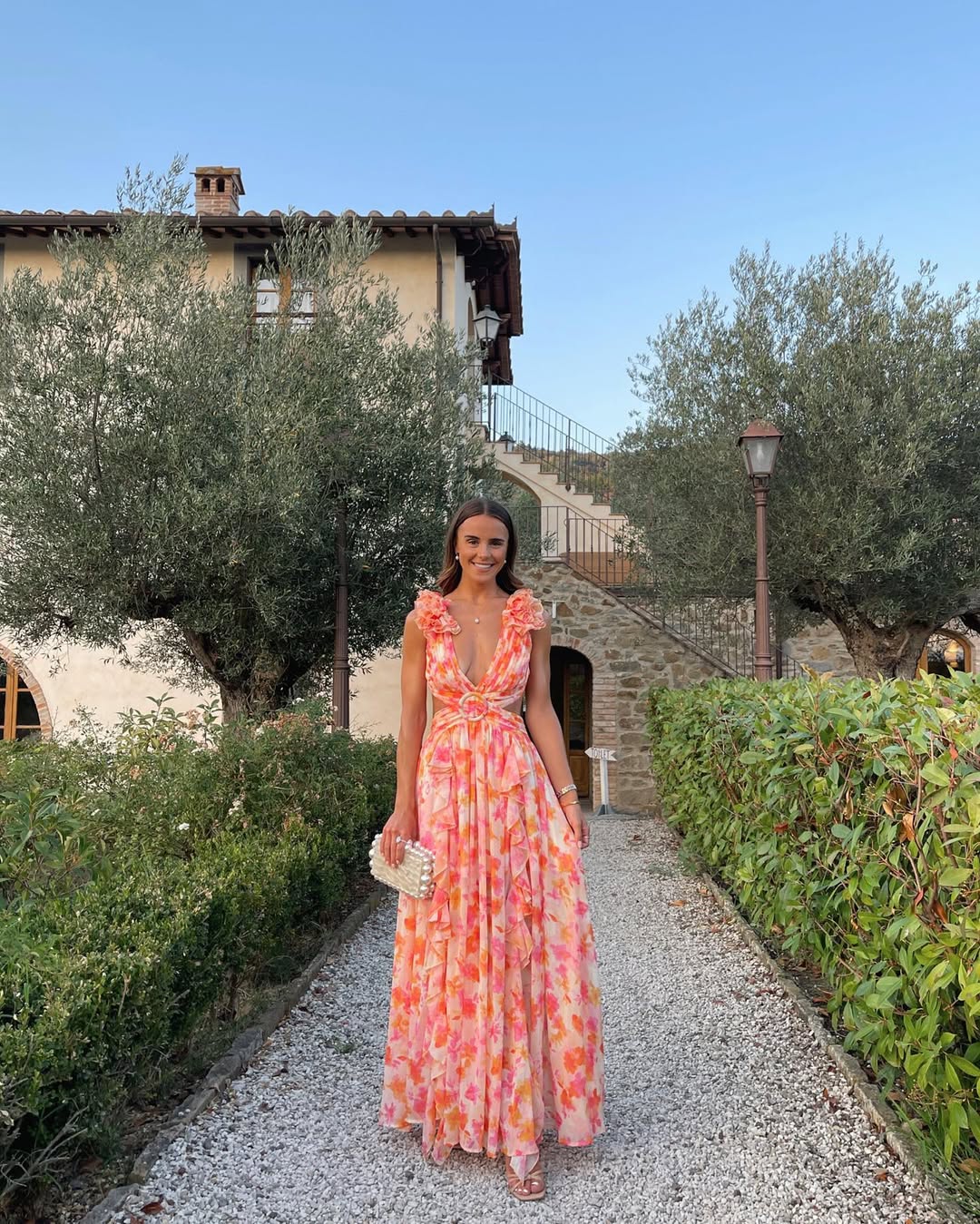 Women's Floral Maxi Dress Sleeveless Cut-Out – Wedding Guest