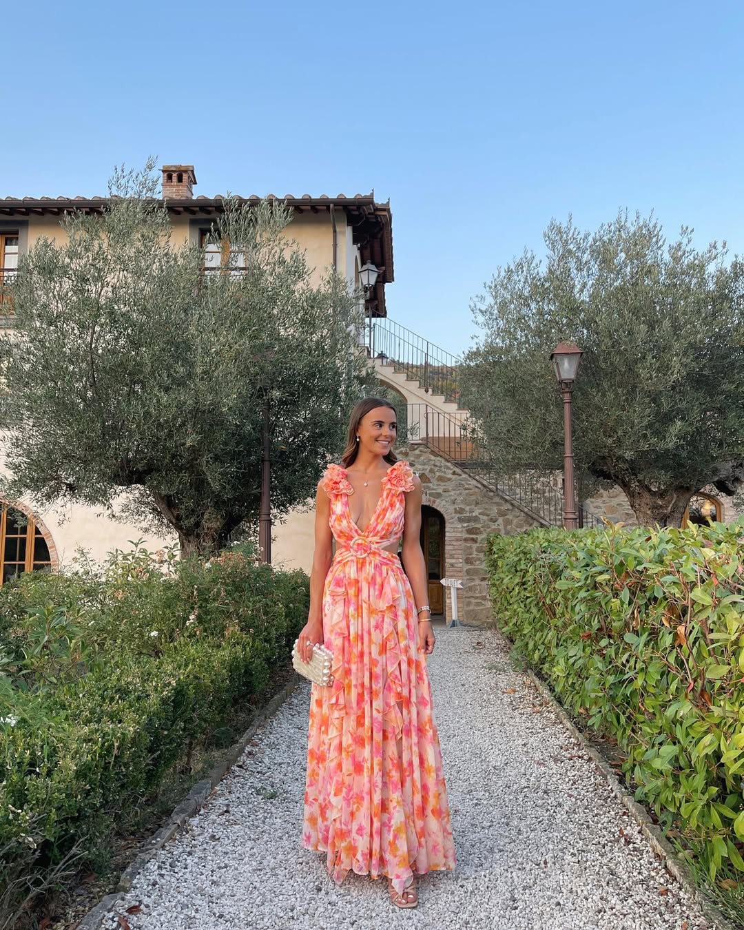 Women's Floral Maxi Dress Sleeveless Cut-Out – Wedding Guest