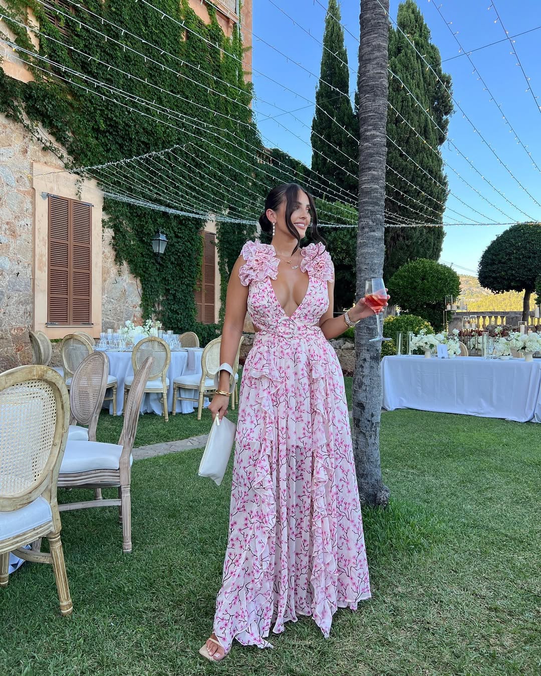 Women's Floral Maxi Dress Sleeveless Cut-Out – Wedding Guest