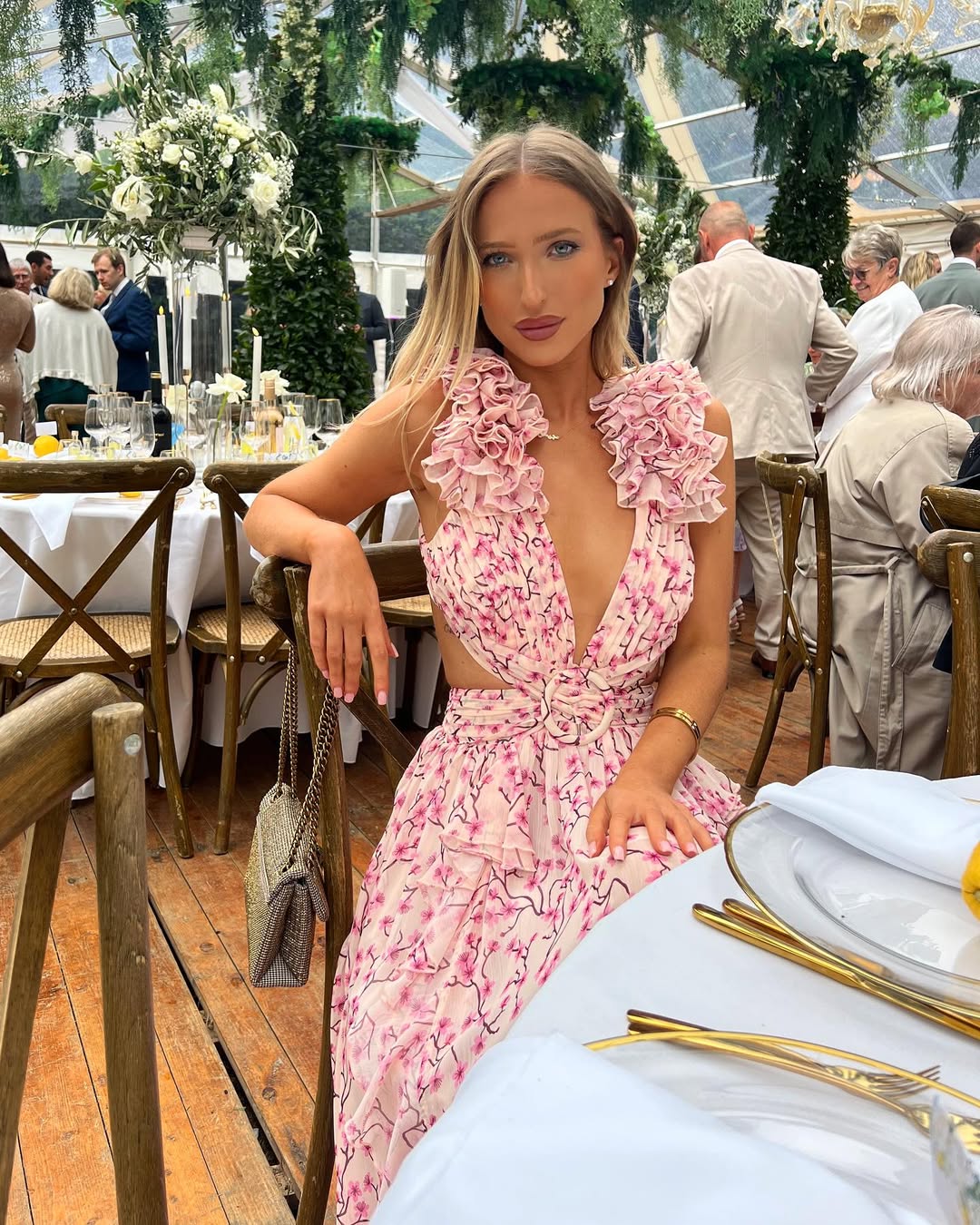 Women's Floral Maxi Dress Sleeveless Cut-Out – Wedding Guest
