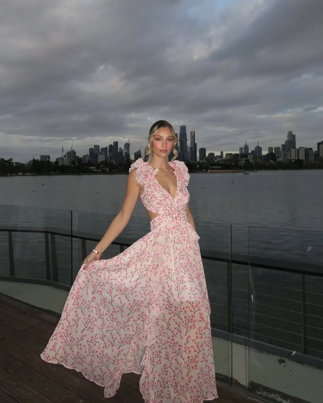 Women's Floral Maxi Dress Sleeveless Cut-Out – Wedding Guest