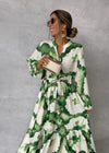 Women's Floral Maxi Dress V Neck Ruffle Tiered – Wedding Guest