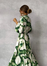 Women's Floral Maxi Dress V Neck Ruffle Tiered – Wedding Guest
