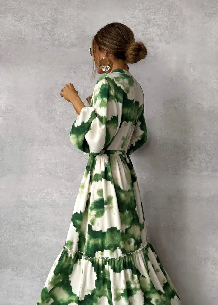 Women's Floral Maxi Dress V Neck Ruffle Tiered – Wedding Guest