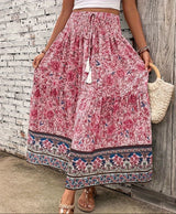 Women's Floral Maxi Skirt Elastic Waist – Summer Wear