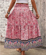 Women's Floral Maxi Skirt Elastic Waist – Summer Wear
