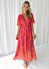 Women's Floral Midi Dress Puff Sleeve V-Neck – Garden Party