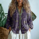 Women's Floral Shirt Button Front V Neck Long Sleeve – Daytime Outings