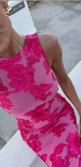 Women's Floral Sleeveless Maxi Dress Mesh Overlay – Wedding Guest