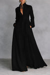 Women's Flowing Maxi Dress Stand Collar Long Sleeve – Evening Events