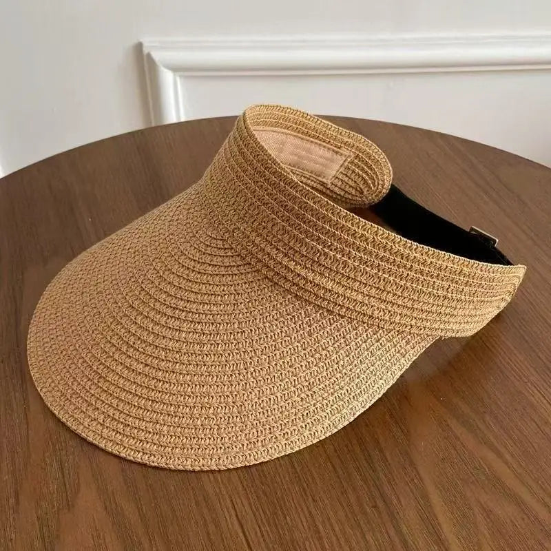 Women's Foldable Wide Brim Sun Hat Open Top Back Strap – Outdoor Brunch