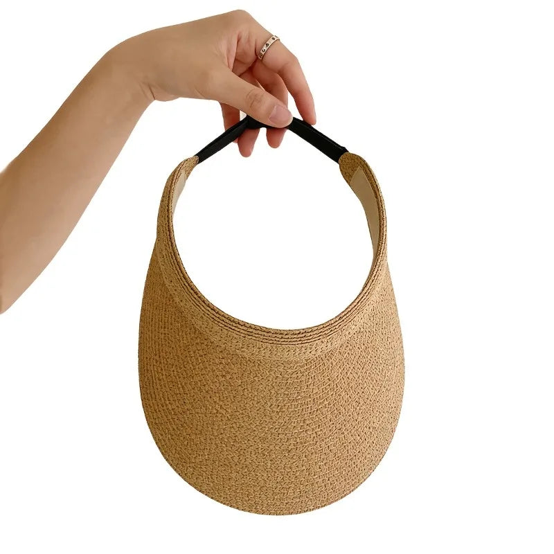 Women's Foldable Wide Brim Sun Hat Open Top Back Strap – Outdoor Brunch