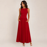 Women's Formal Maxi Dress Sleeveless Crew Neck Full Skirt – Wedding Guest