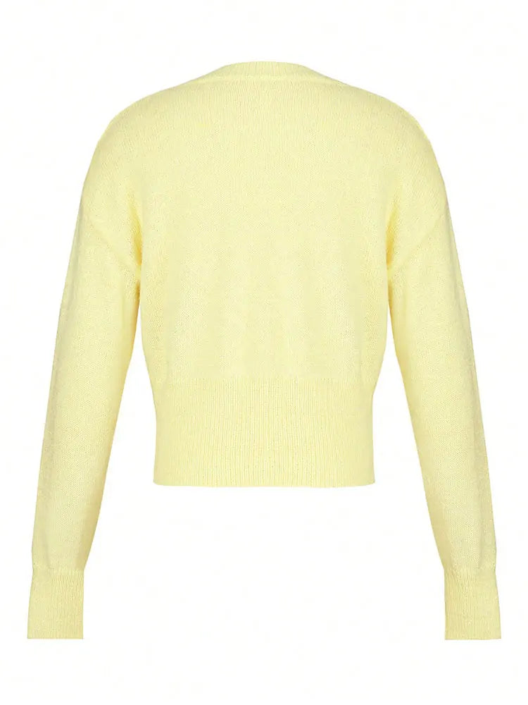 Women's Fuzzy Knit Button Cardigan Long Sleeve - Streetwear