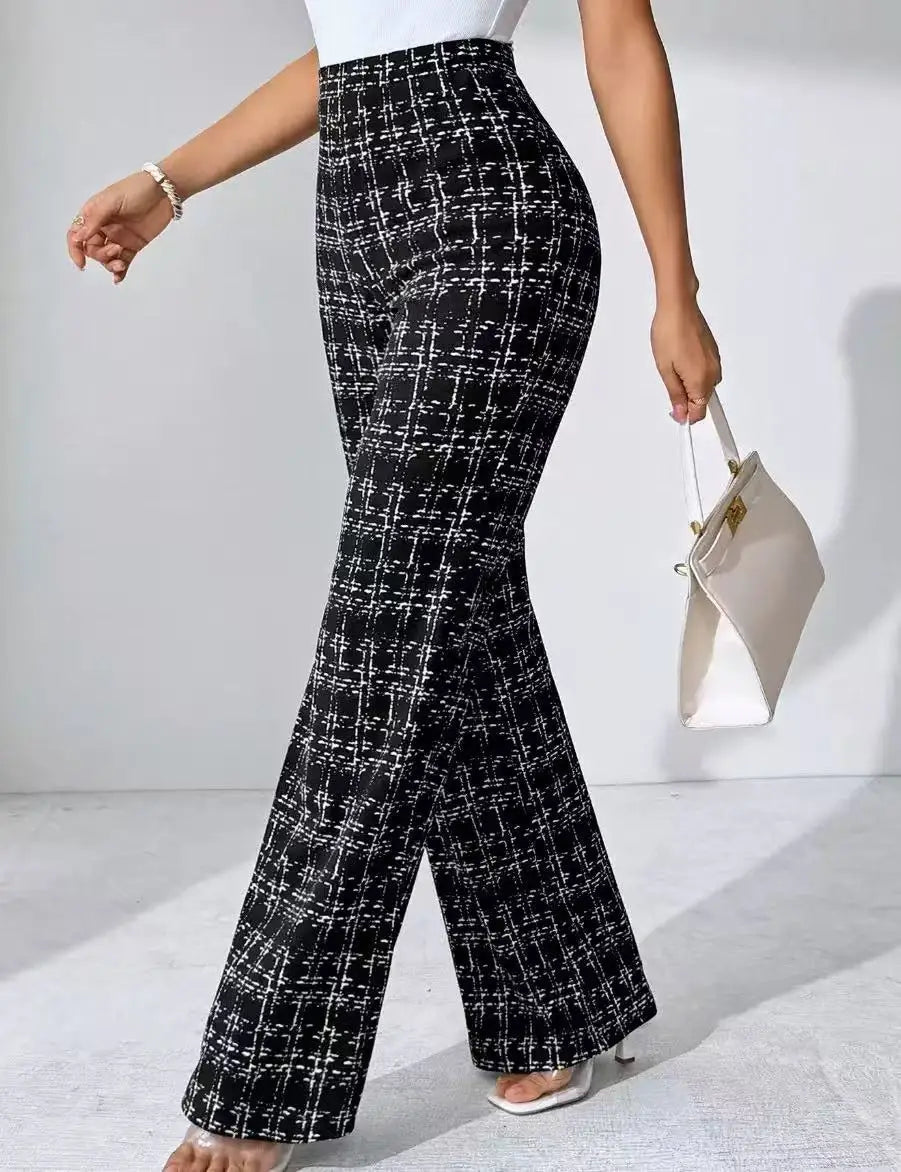 Women's Geometric Print Wide Leg Pants High Waist Pull-On – Night Party