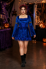 Women's Gothic Costume Dress Square Neck Lace Up Bell Sleeve – Halloween Masquerade