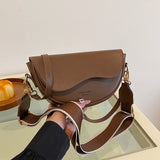 Women's Half Moon Crossbody Bag Curved Flap Wide Strap – Daily Carry