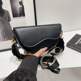 Women's Half Moon Crossbody Bag Curved Flap Wide Strap – Daily Carry
