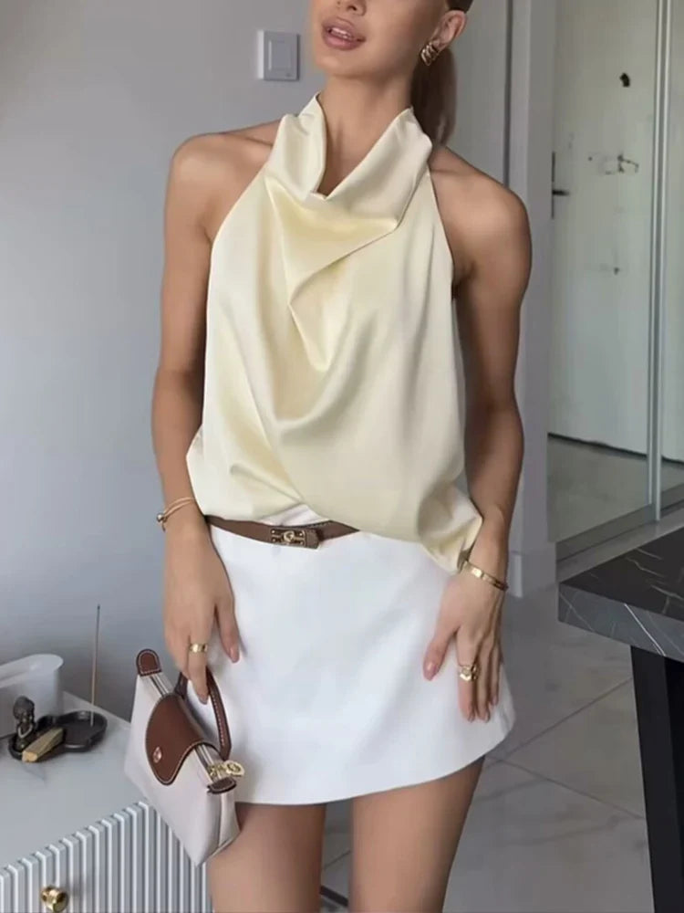 Women's Halter Neck Top Sleeveless Plunge – Night Style