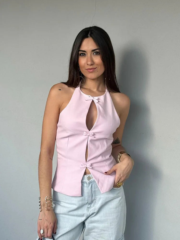 Women's Halter Top Cut Out Sleeveless Cropped – Going Out