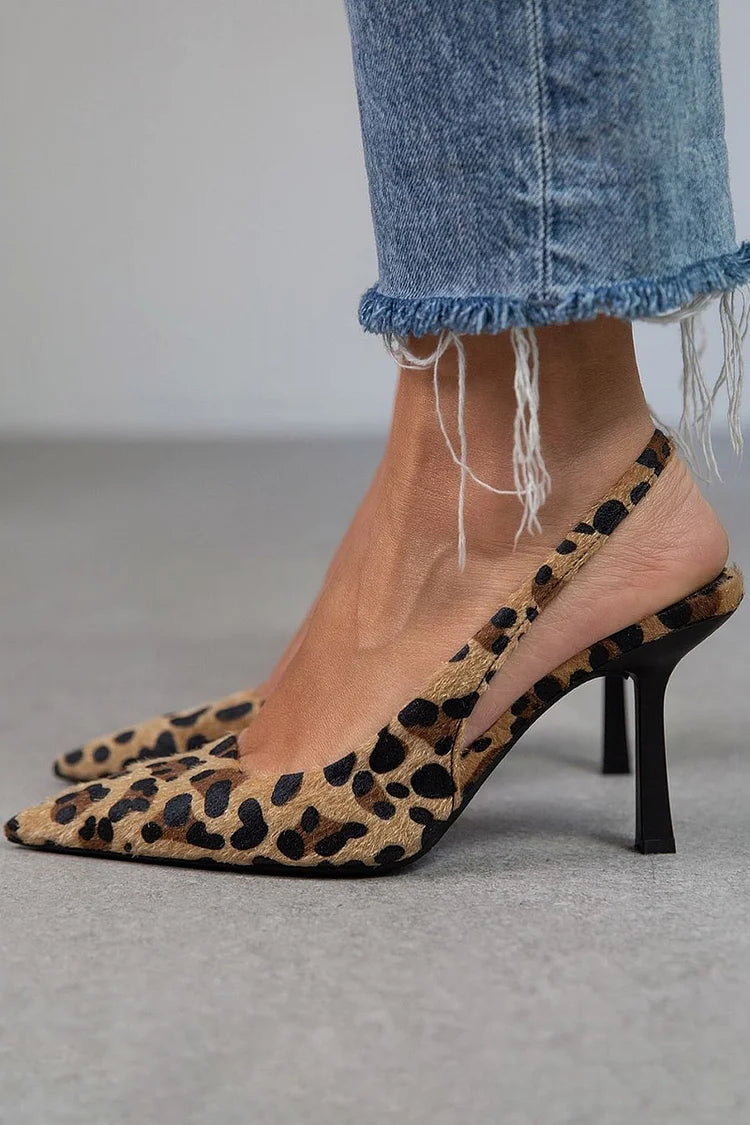 Women's High Heel Pumps Leopard Print Pointed Toe Stiletto Slingback – Night Out