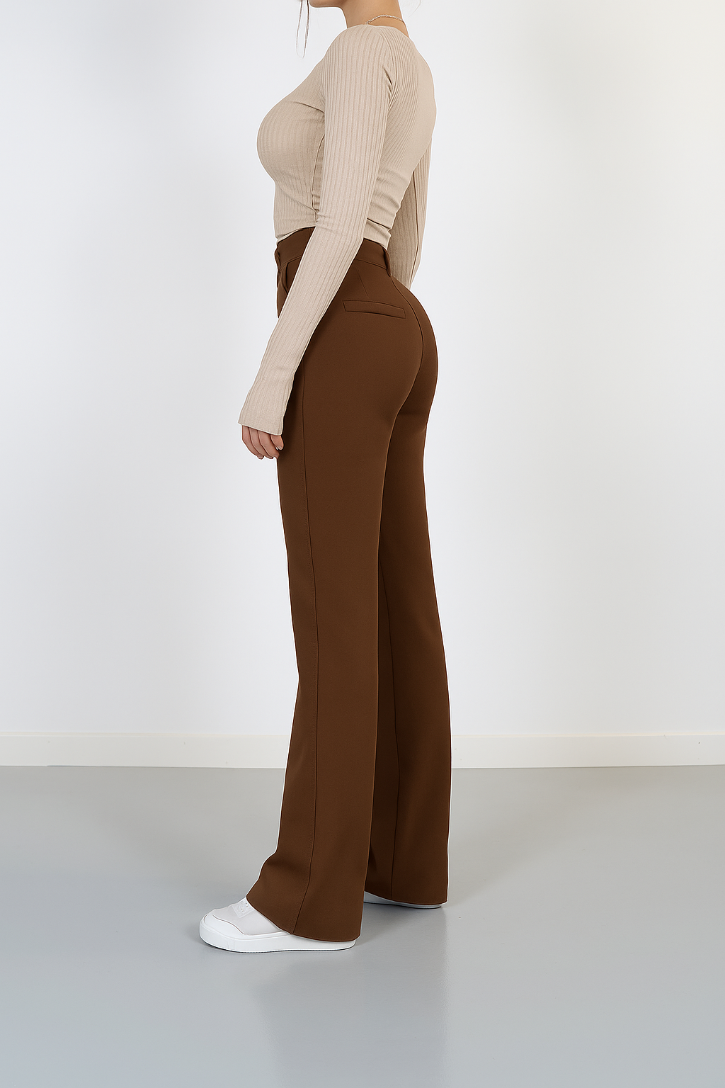 Women’s High-Waist Pants Wide Leg Front Seam – Office Presentations