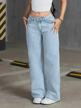 Women's High Waist Wide Leg Denim Jeans Button Fly – Everyday Wear