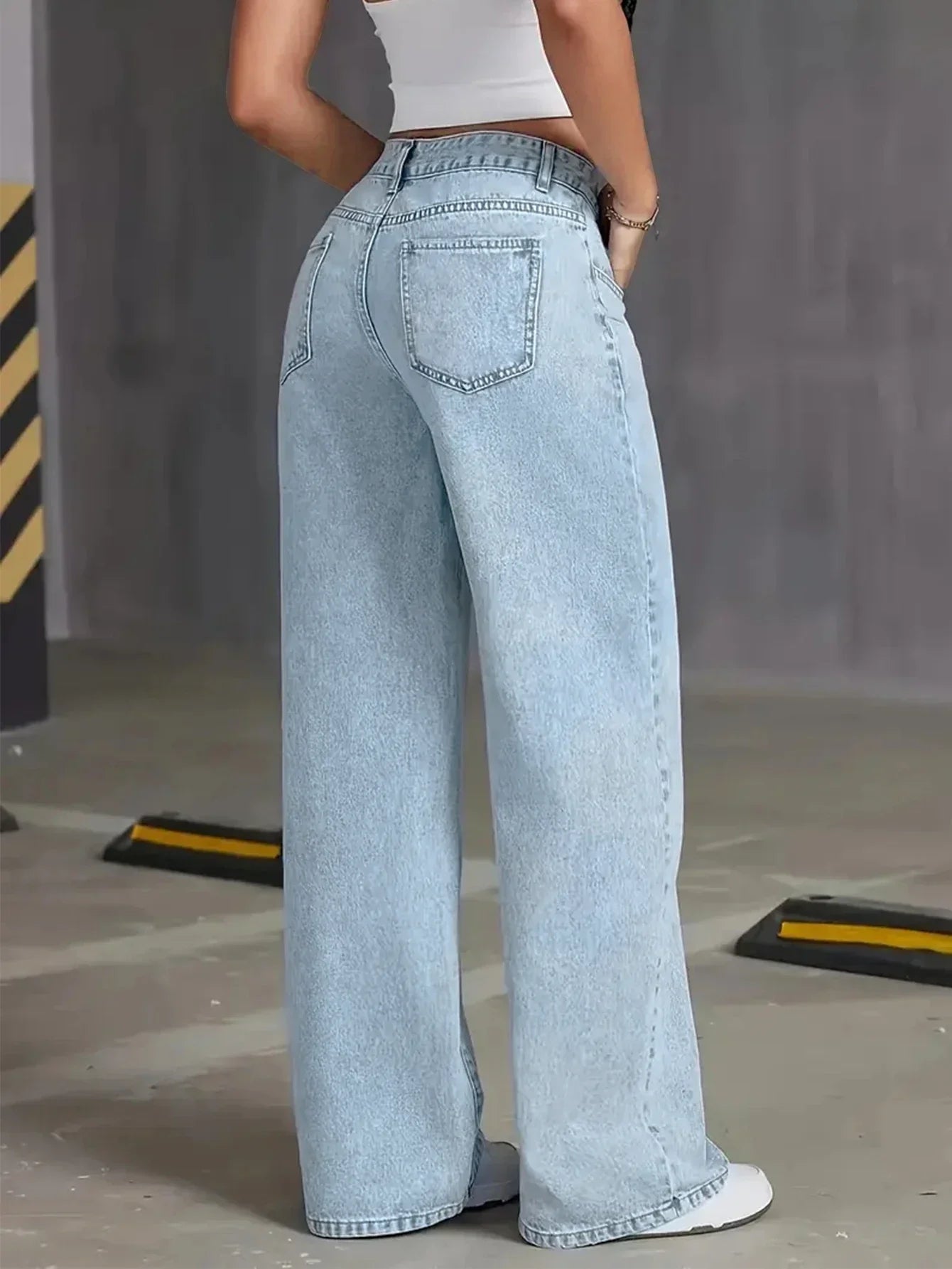 Women's High Waist Wide Leg Denim Jeans Button Fly – Everyday Wear