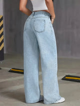 Women's High Waist Wide Leg Denim Jeans Button Fly – Everyday Wear