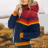 Women's Hooded Bomber-Style Puffer Jacket Stripe Detail – Weekend Getaway