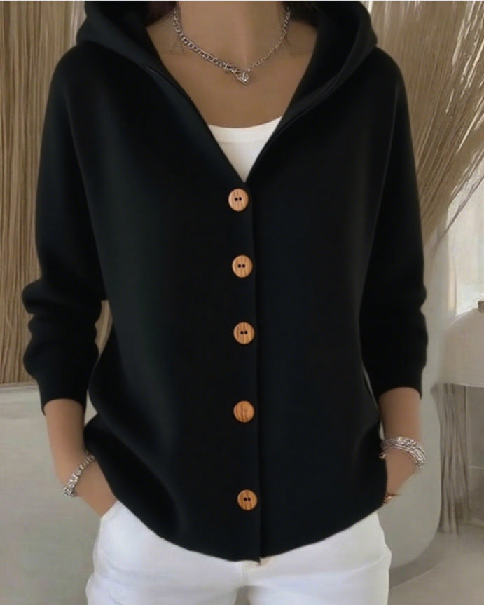 Women's Hooded Cardigan Button Front Long Sleeve Ribbed Hem – Errand Days