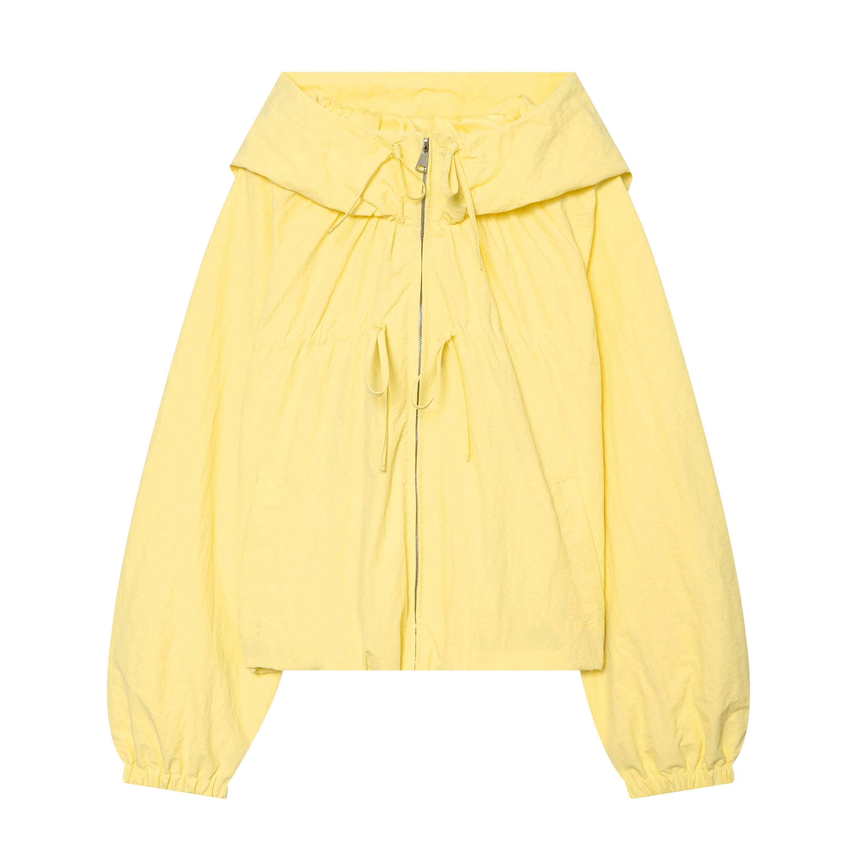 Women's Hooded Windbreaker Jacket Zip Front Gathered Hem – Weekend Walks