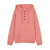 Women's Hoodie Button Placket Long Sleeve Kangaroo Pocket – Daily Streetwear