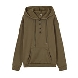 Women's Hoodie Button Placket Long Sleeve Kangaroo Pocket – Daily Streetwear