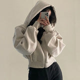 Women's Hoodie Cropped Zip Front Dropped Shoulder – Going Out Streetwear