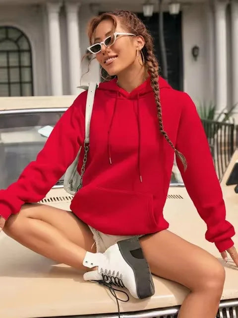 Women's Hoodie Drawstring Long Sleeve Kangaroo Pocket – City Streetwear