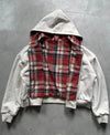 Women's Hoodie Plaid Zip Front Dropped Shoulder – Streetwear Layered Look