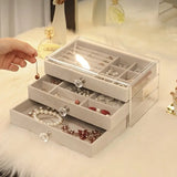 Women's Jewelry Box Layered Clear Lid Drawers Compartments – Vanity Display