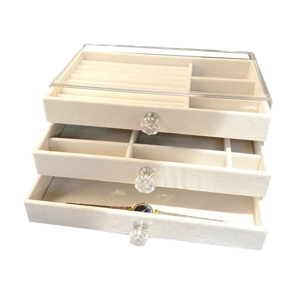 Women's Jewelry Box Layered Clear Lid Drawers Compartments – Vanity Display