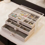 Women's Jewelry Box Layered Clear Lid Drawers Compartments – Vanity Display