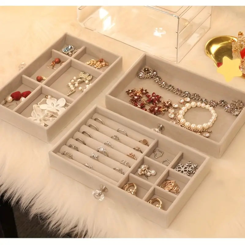 Women's Jewelry Box Layered Clear Lid Drawers Compartments – Vanity Display