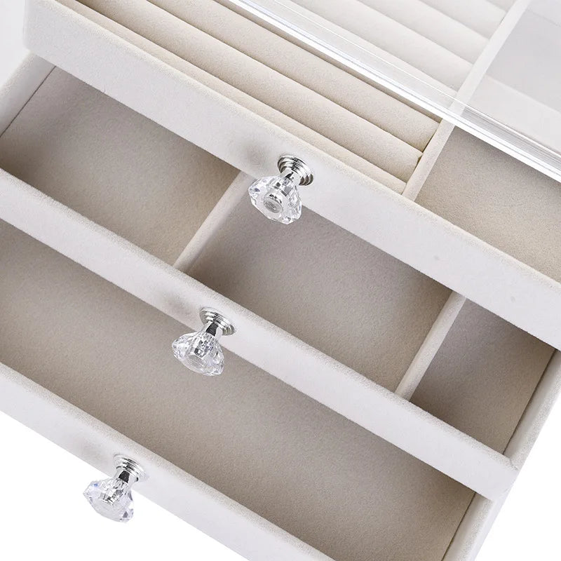 Women's Jewelry Box Layered Clear Lid Drawers Compartments – Vanity Display
