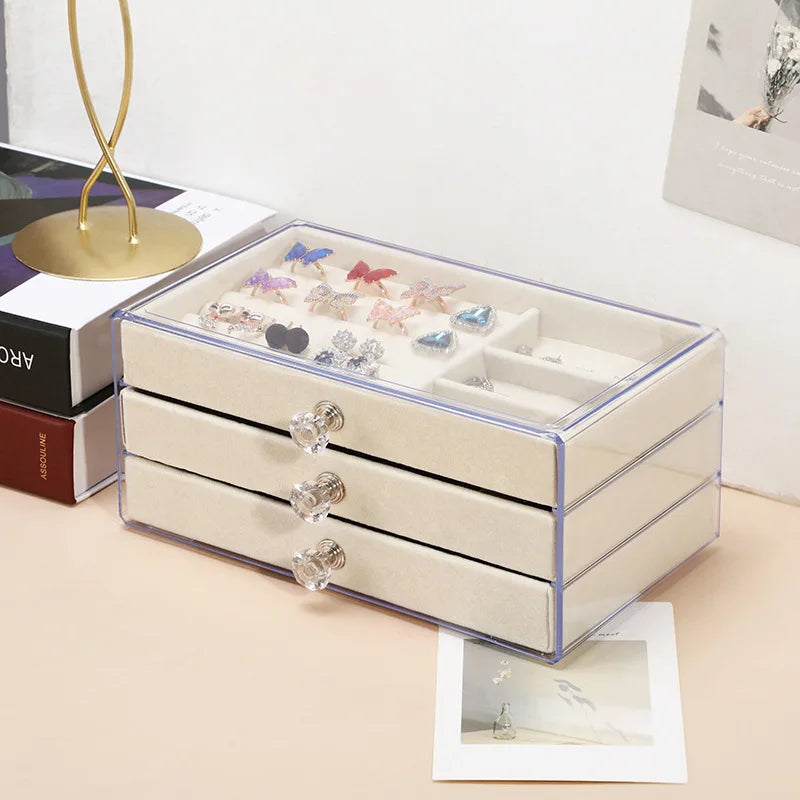 Women's Jewelry Box Layered Clear Lid Drawers Compartments – Vanity Display