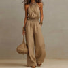 Women's Jumpsuit Halter Neck Smocked Waist Wide Leg – Resort Outing