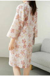 Women's Kimono Robe Floral Wrap Tie Waist Front Pocket – Loungewear